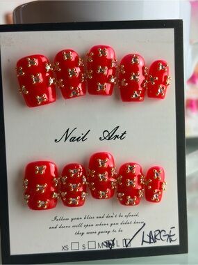 Size Large Red Studded Nails